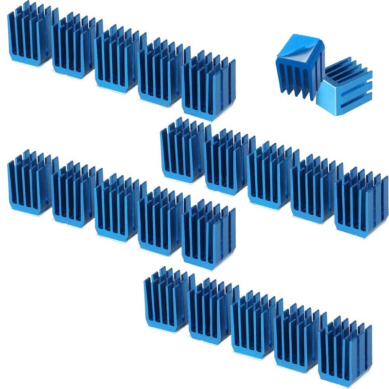 SGTKJSJS 3D Printer Heatsink Kit + Thermal Conductive Adhesive Tape, Cooler Heat Sink Cooling TMC2130 TMC2100 A4988 DRV8825 TMC2208 Stepper Motor Driver Module (22pcs) - Image 1